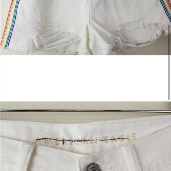 American Eagle "Super High Rise Festival" Shorts “pride” Jean Denim White 4 - Picture 2 of 3